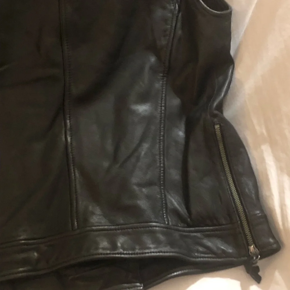 Treasure &Bond Black 100% Leather Vest Nordstrom Brand Biker Babe Women’s Small - Picture 8 of 14